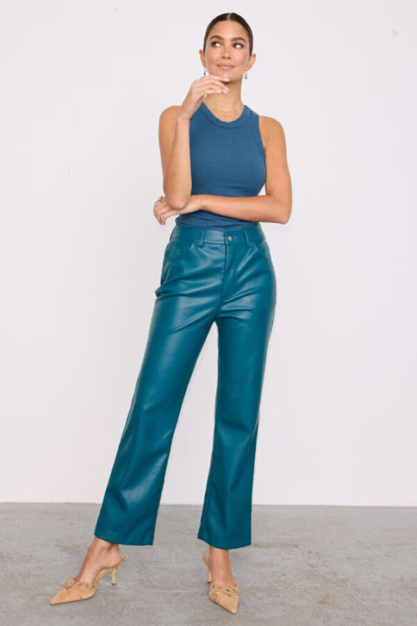 best coloured faux leather trousers